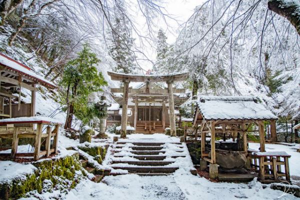 Заснеженные японские святыни в волшебных зимних фотографиях (9 фото)